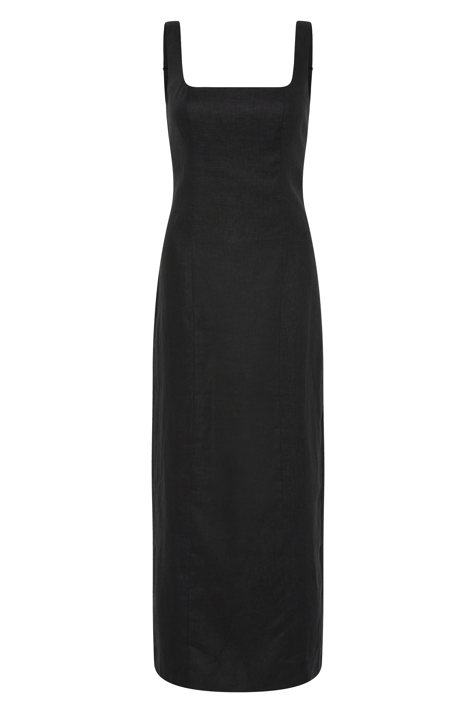 Monroe Linen Midi Dress Black 