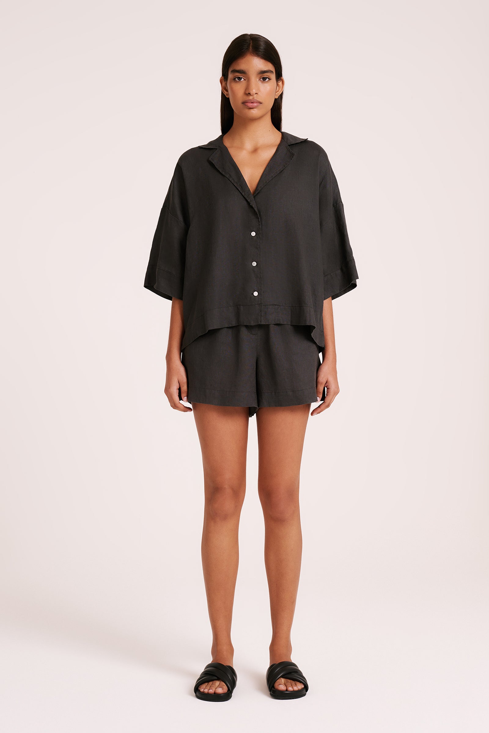 Lounge Linen Shirt Coal 