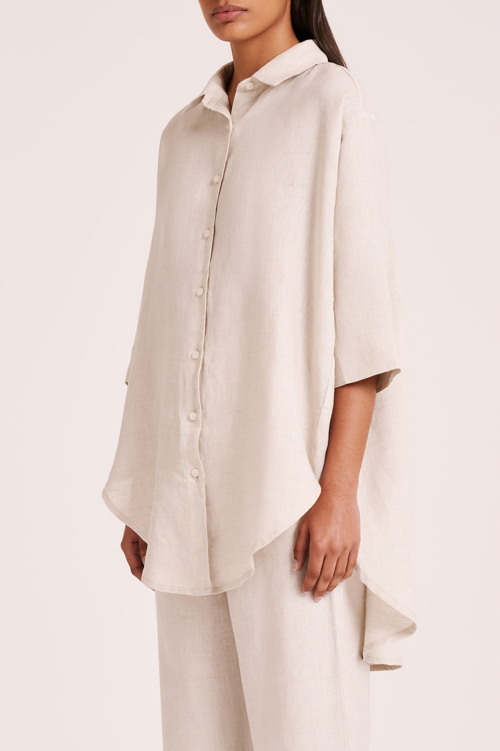 Lounge Linen Longline Shirt Natural 