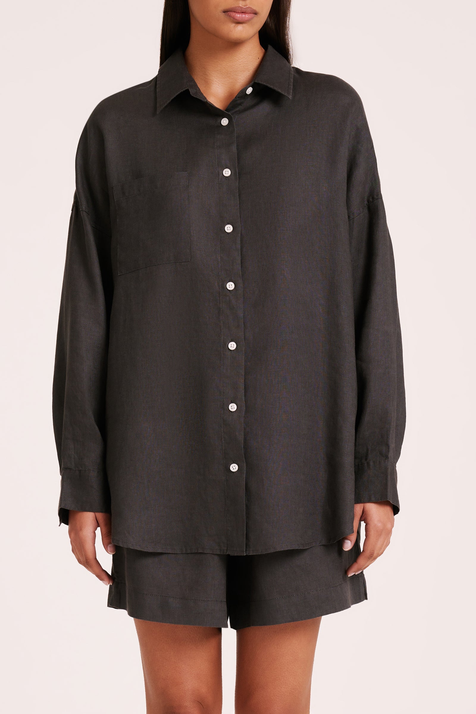 Lounge Heritage Linen Shirt Coal 