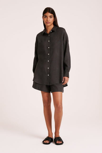 Lounge Heritage Linen Shirt Coal 