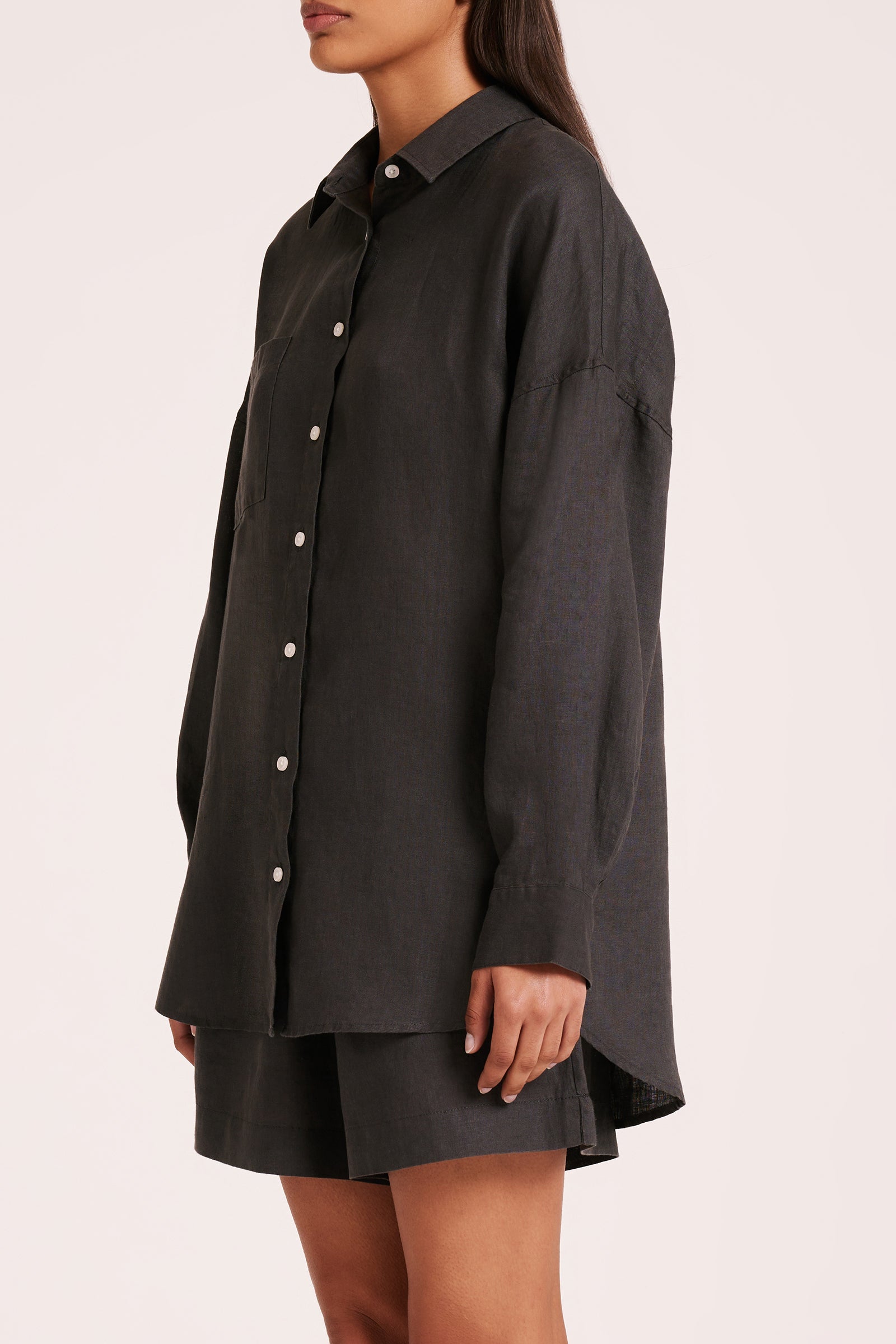 Lounge Heritage Linen Shirt Coal 