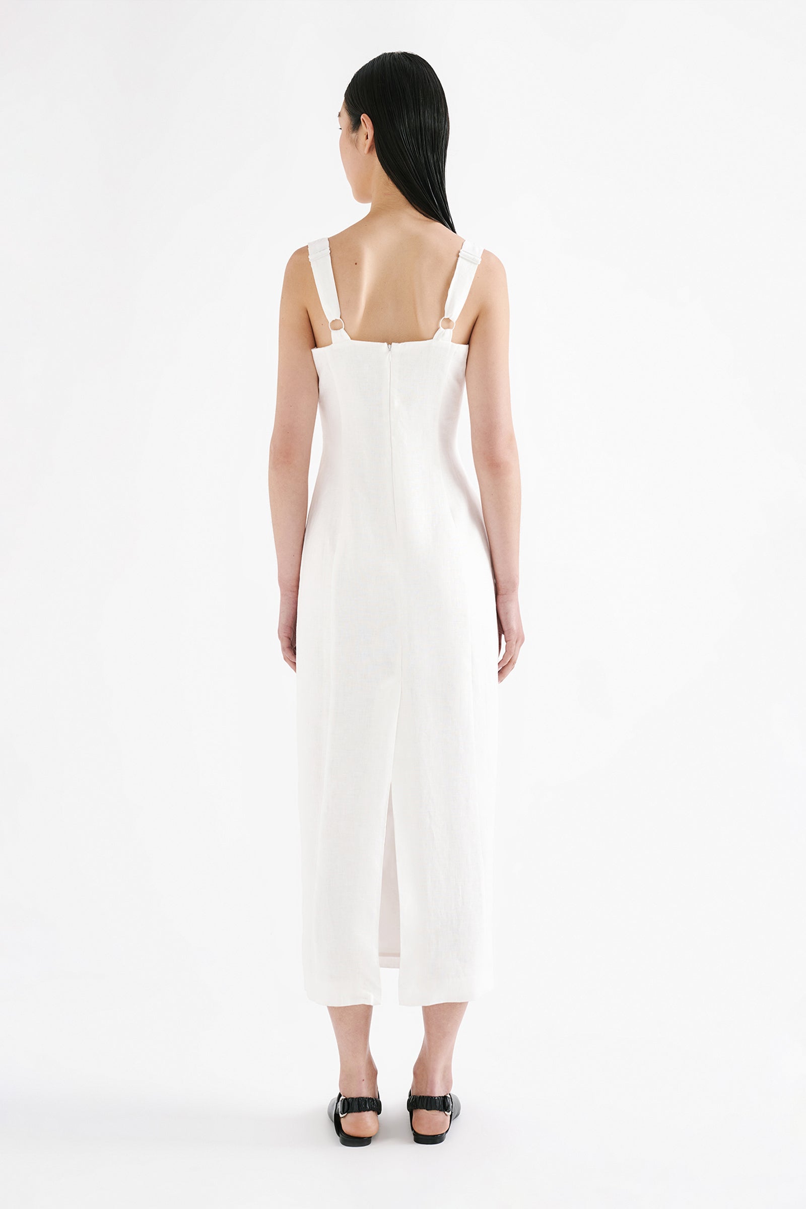 Monroe Linen Midi Dress White 