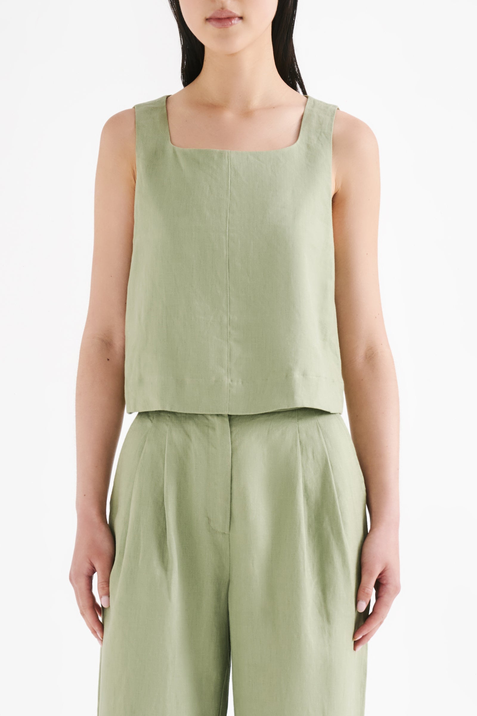 Thilda Linen Top Sage 