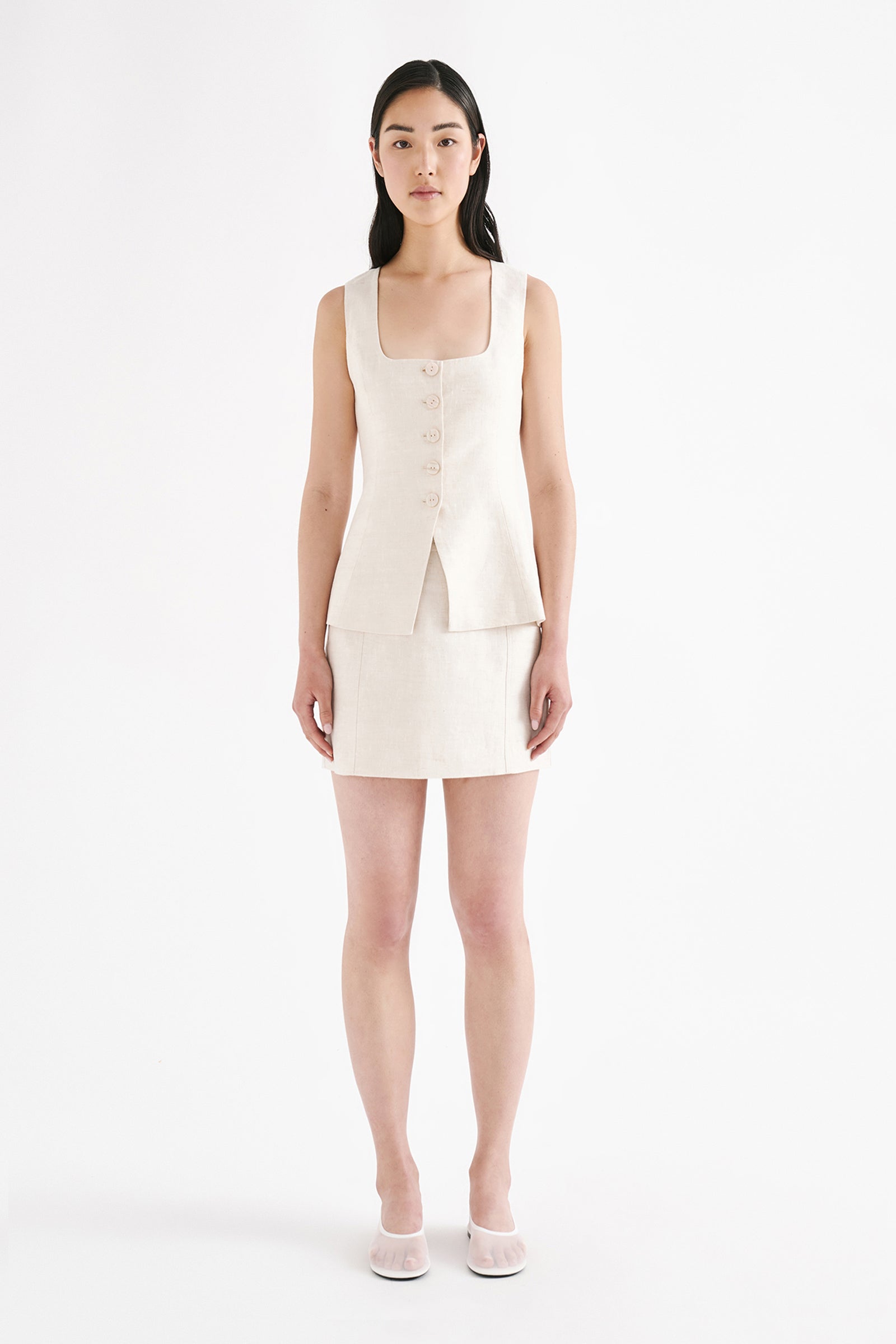 Clio Linen Mini Skirt Natural 