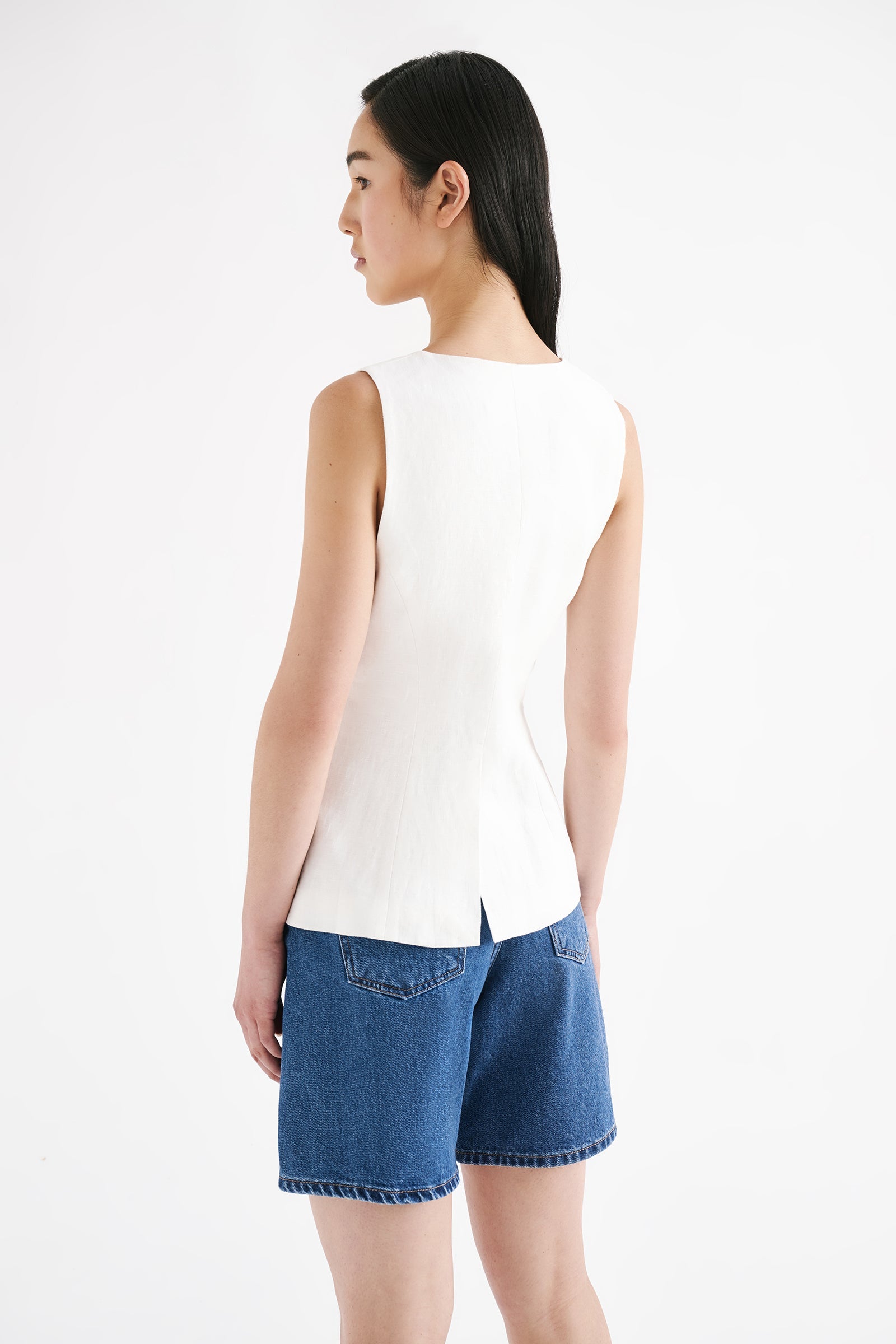 Clio Linen Vest White 