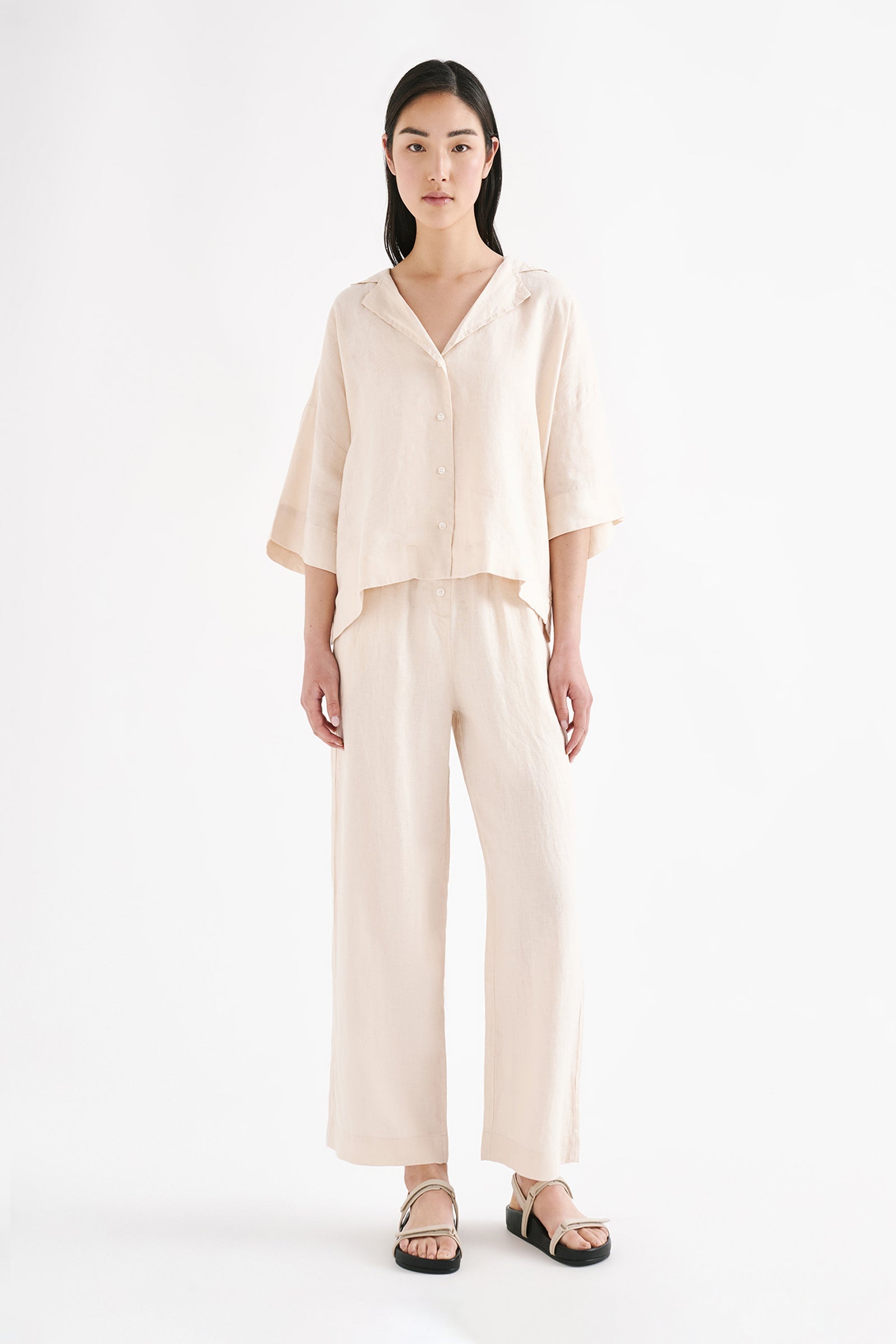 Lounge Linen Shirt Pannacotta 