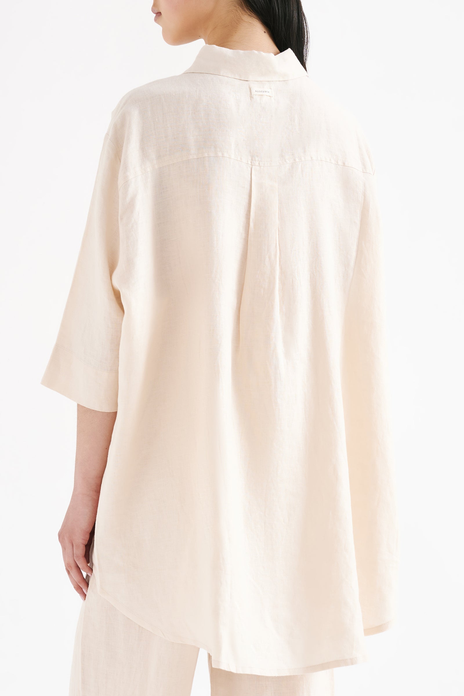 Lounge Linen Longline Shirt Pannacotta 