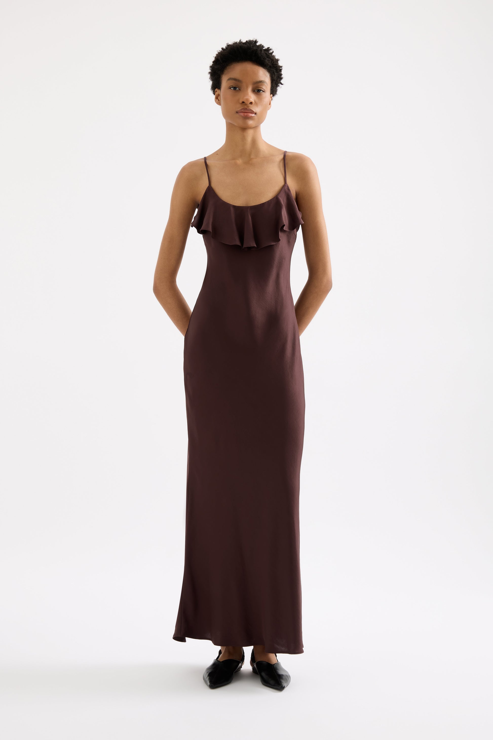 Neve Slip Maxi Dress Espresso 