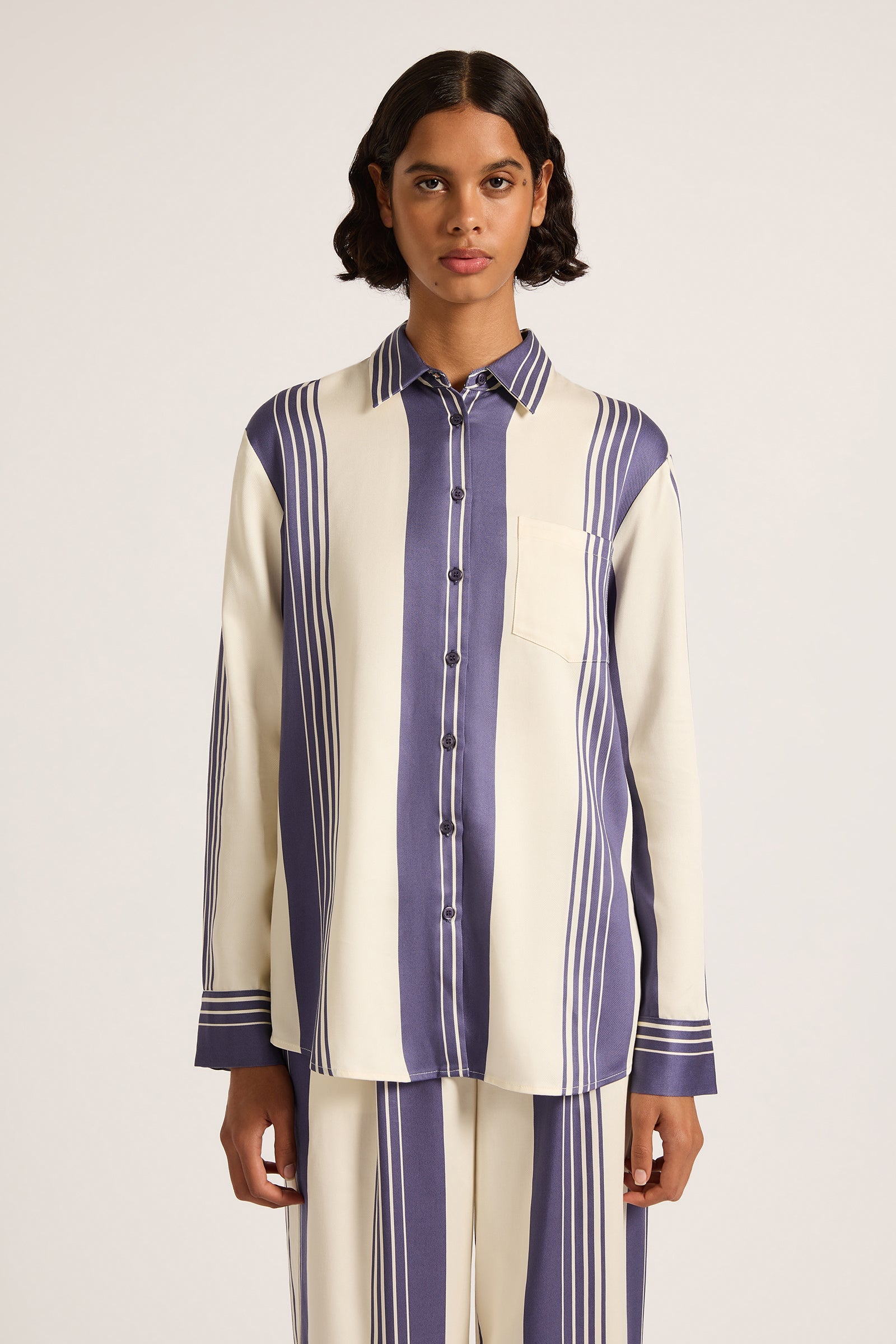 Albion Tencel Shirt Storm Stripe 