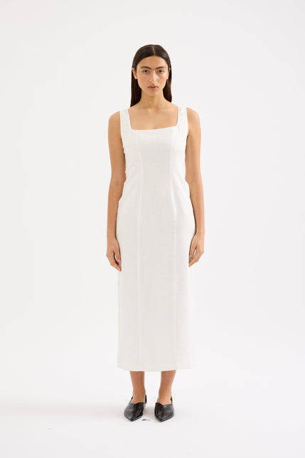 Monroe Linen Midi Dress White 