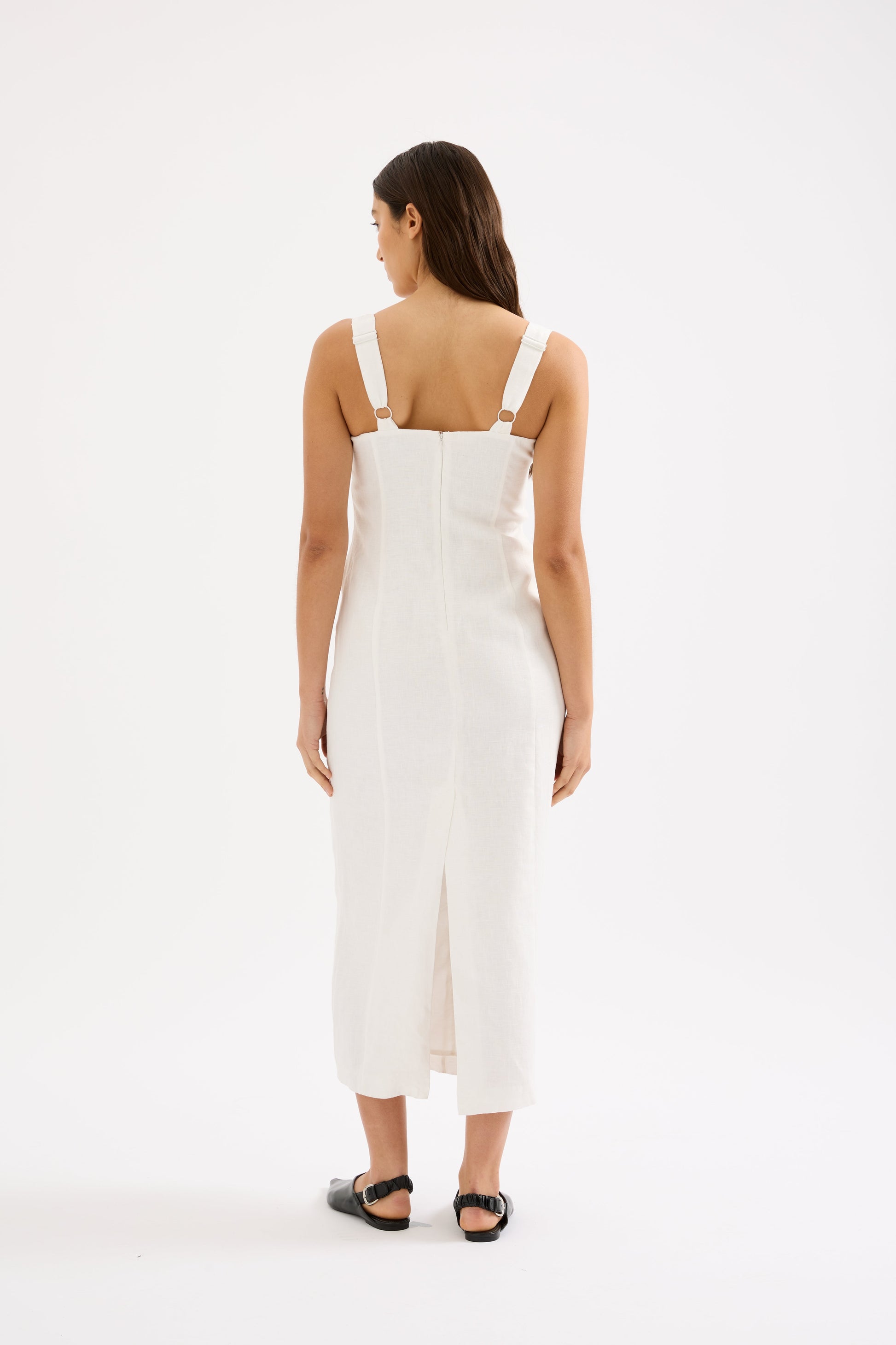 Monroe Linen Midi Dress White 