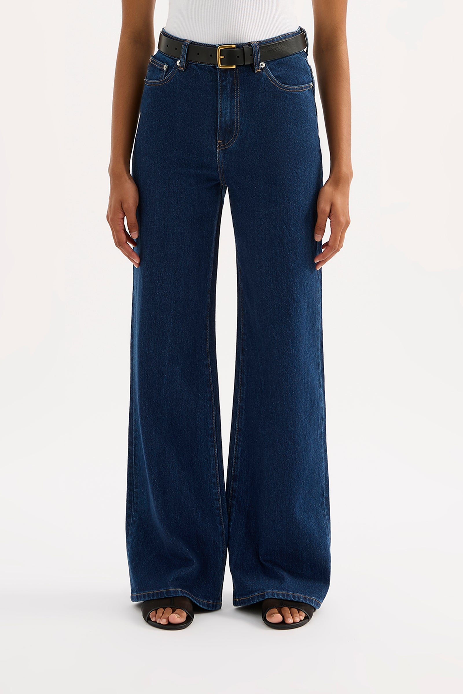 Organic Stretch Wide Leg Jean Force Blue 