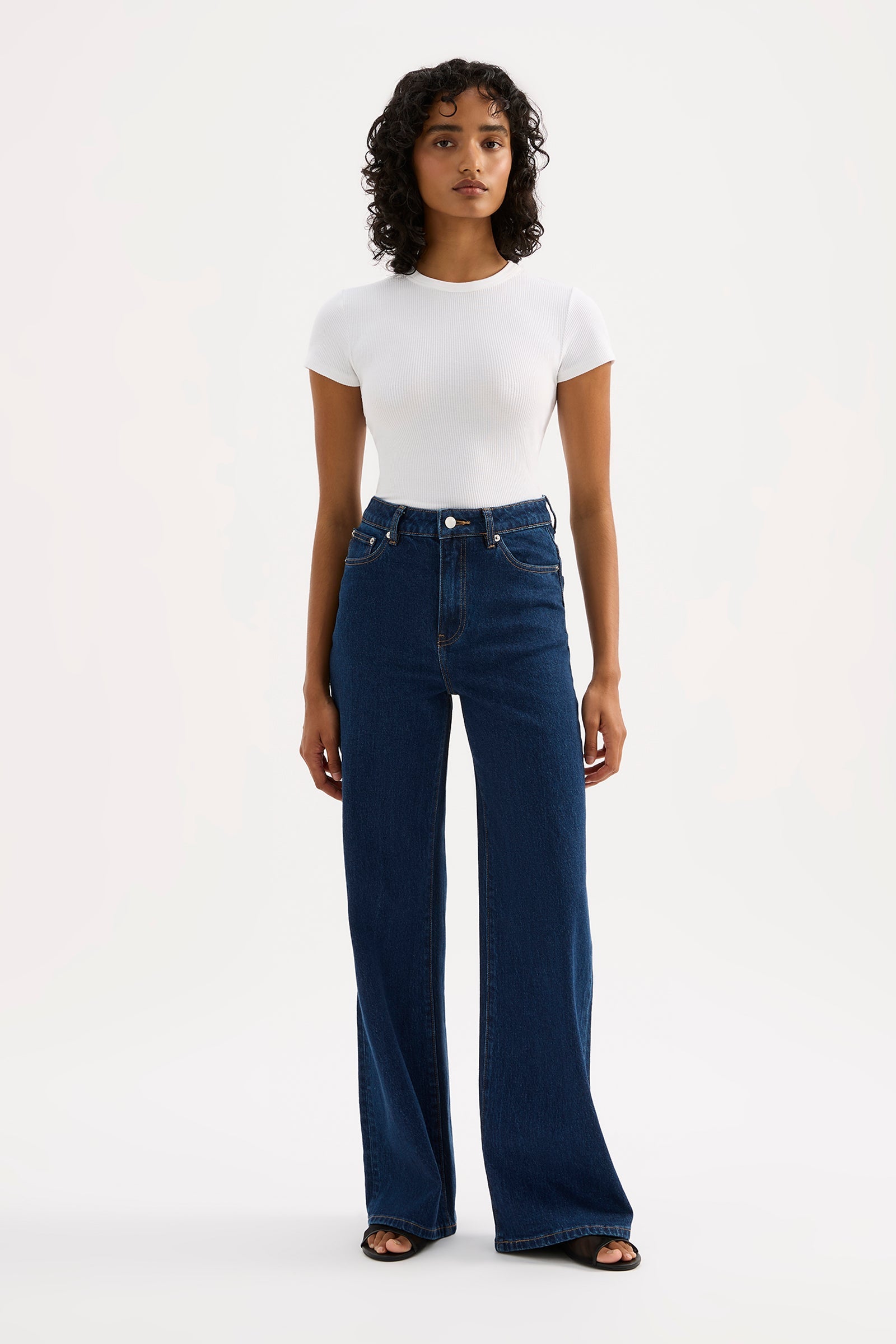 Organic Stretch Wide Leg Jean Force Blue 