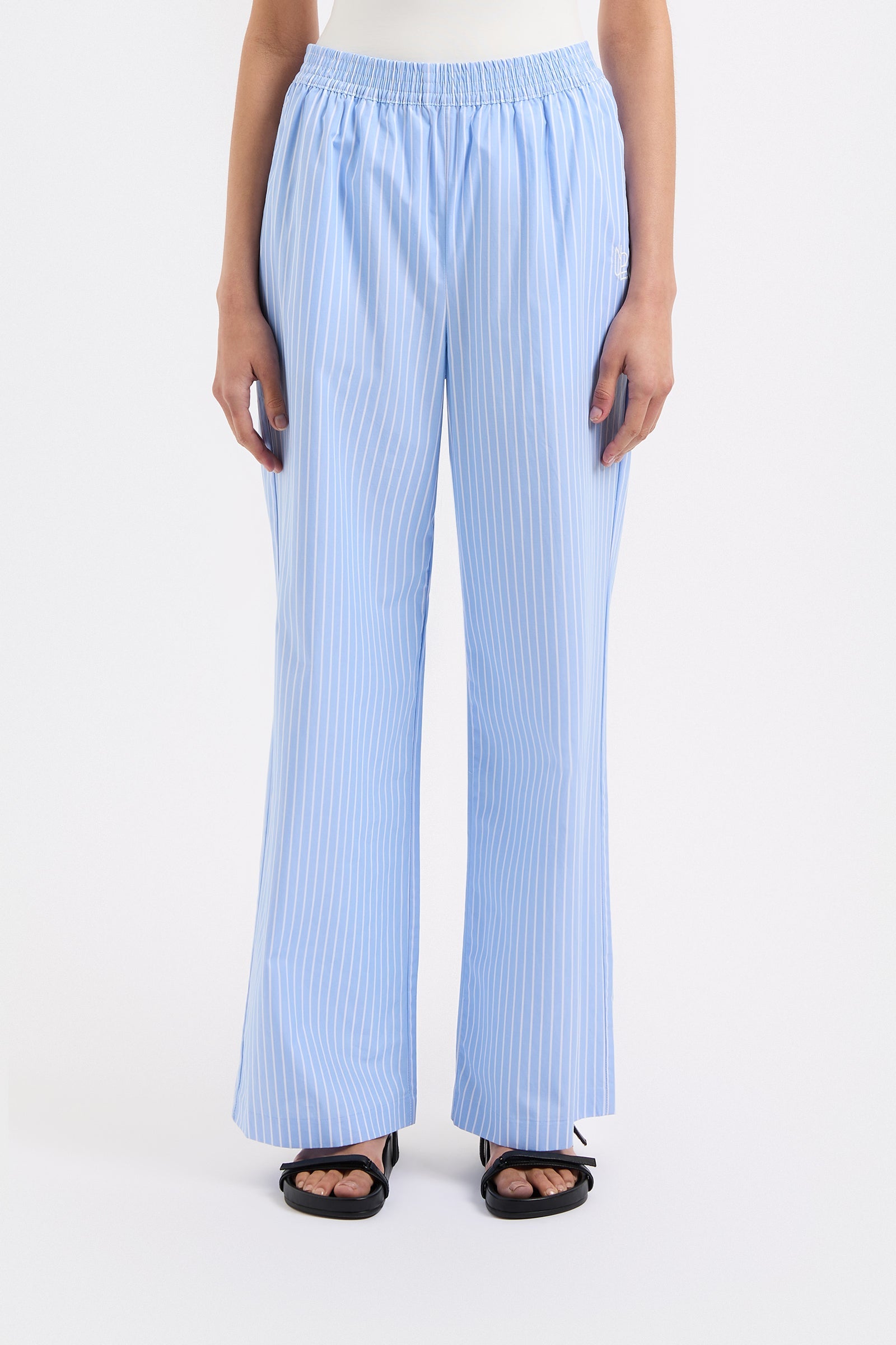 Organic Poplin Pant Blue Stripe 