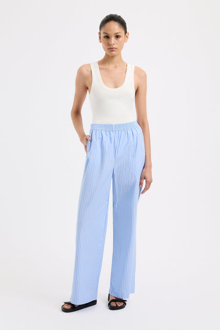 Organic Poplin Pant Blue Stripe 