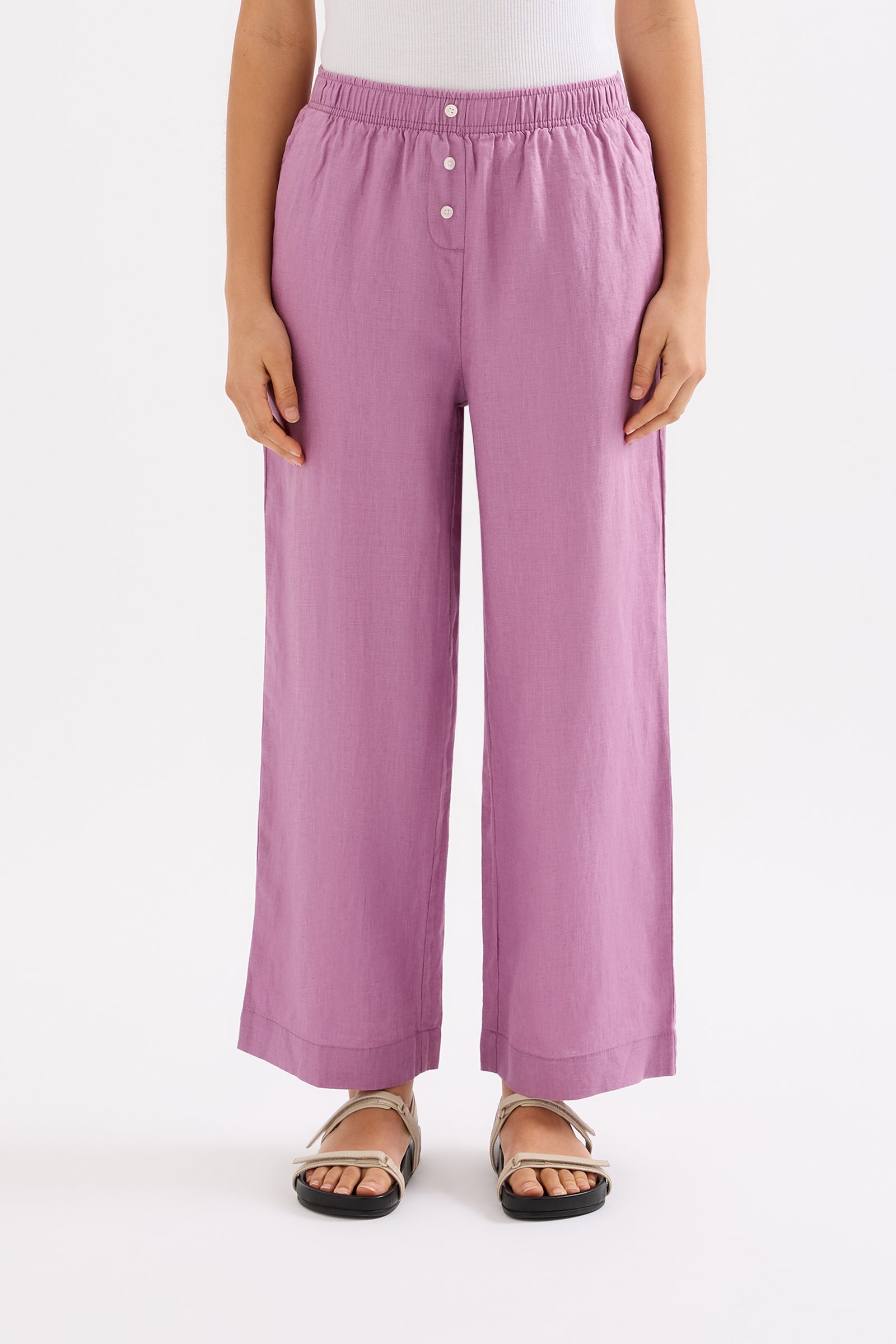 Lounge Linen Crop Pant Grape 