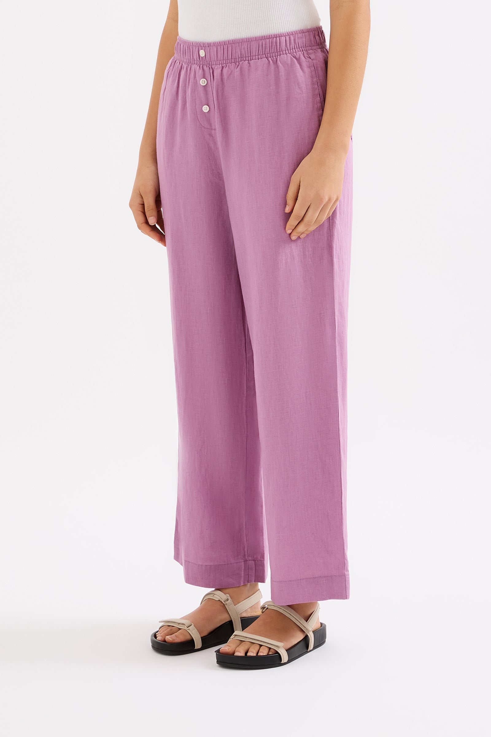 Lounge Linen Crop Pant Grape 