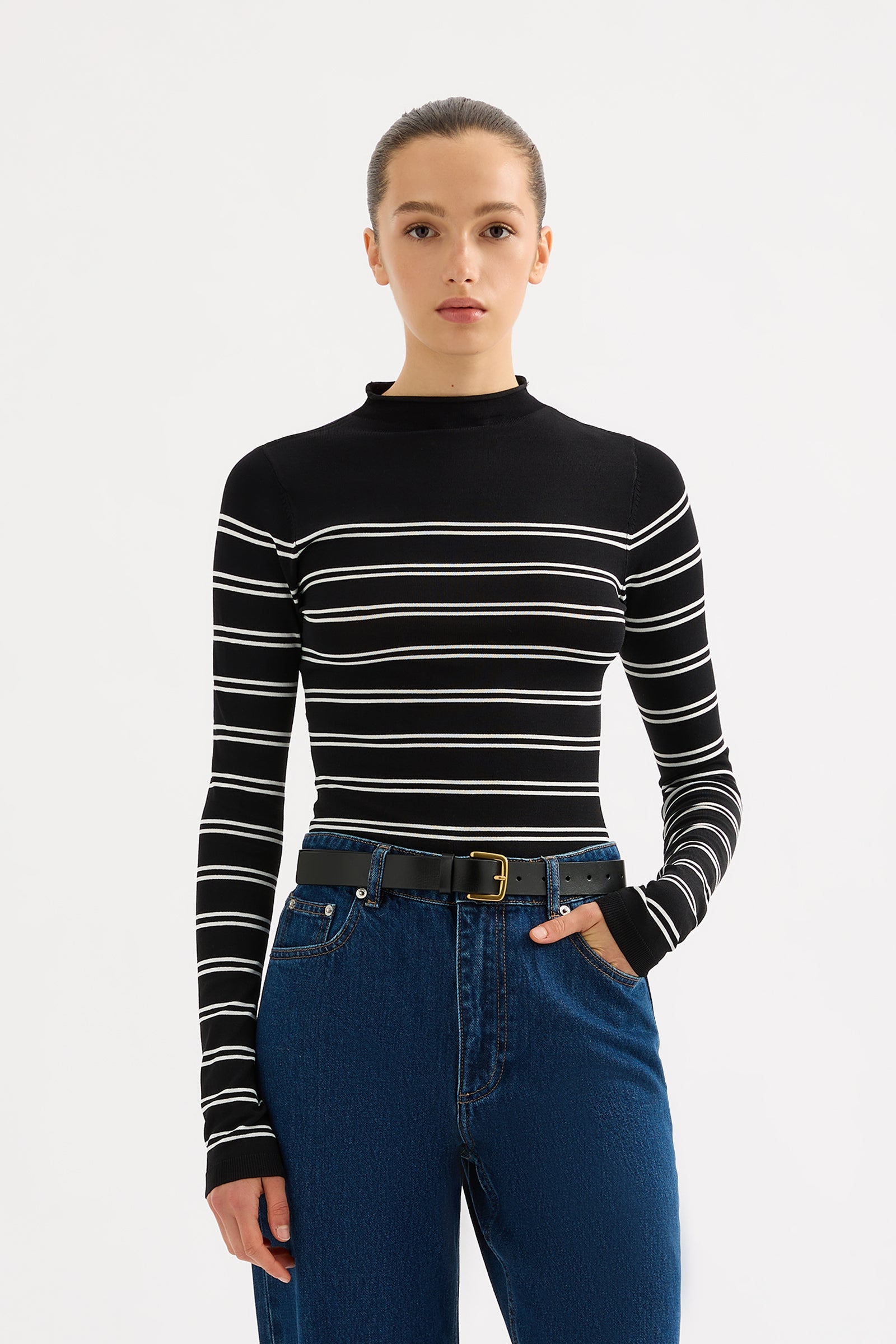 Tabi Sheer Knit Black Stripe 