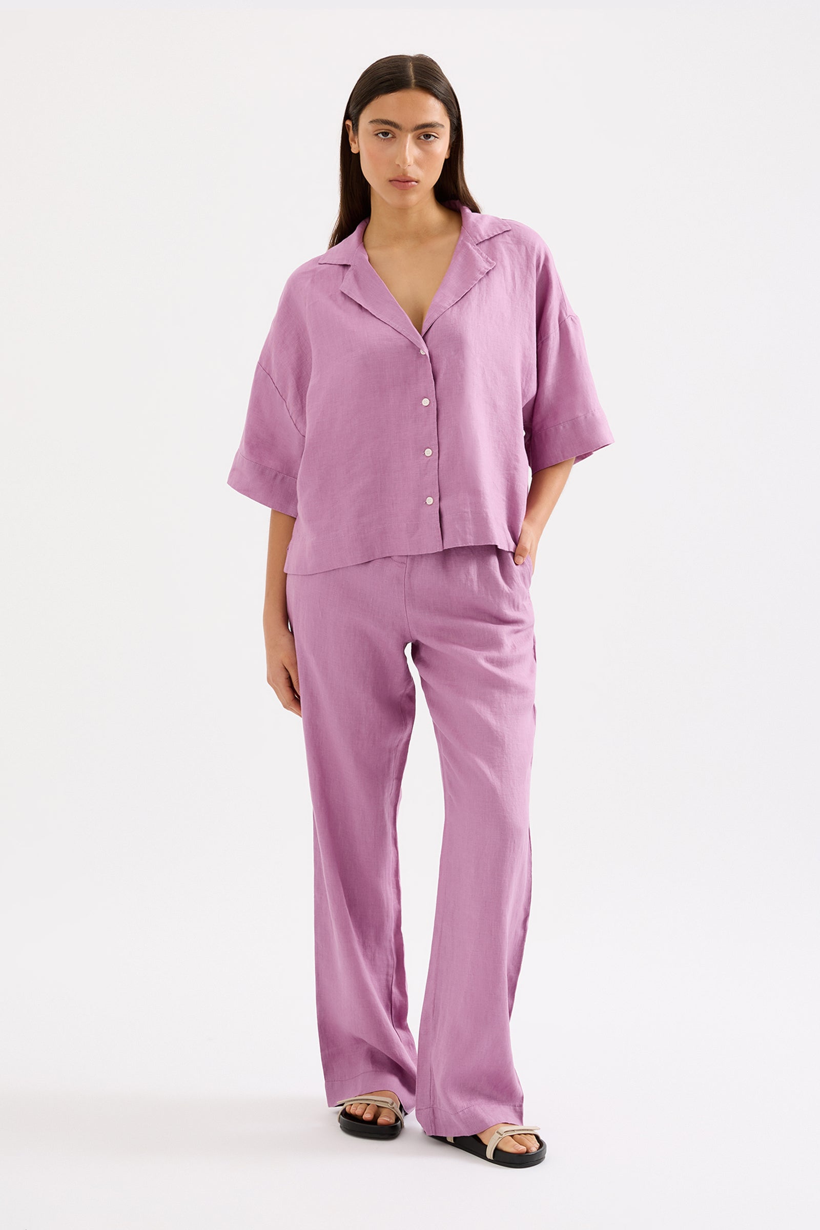 Lounge Linen Shirt Grape 