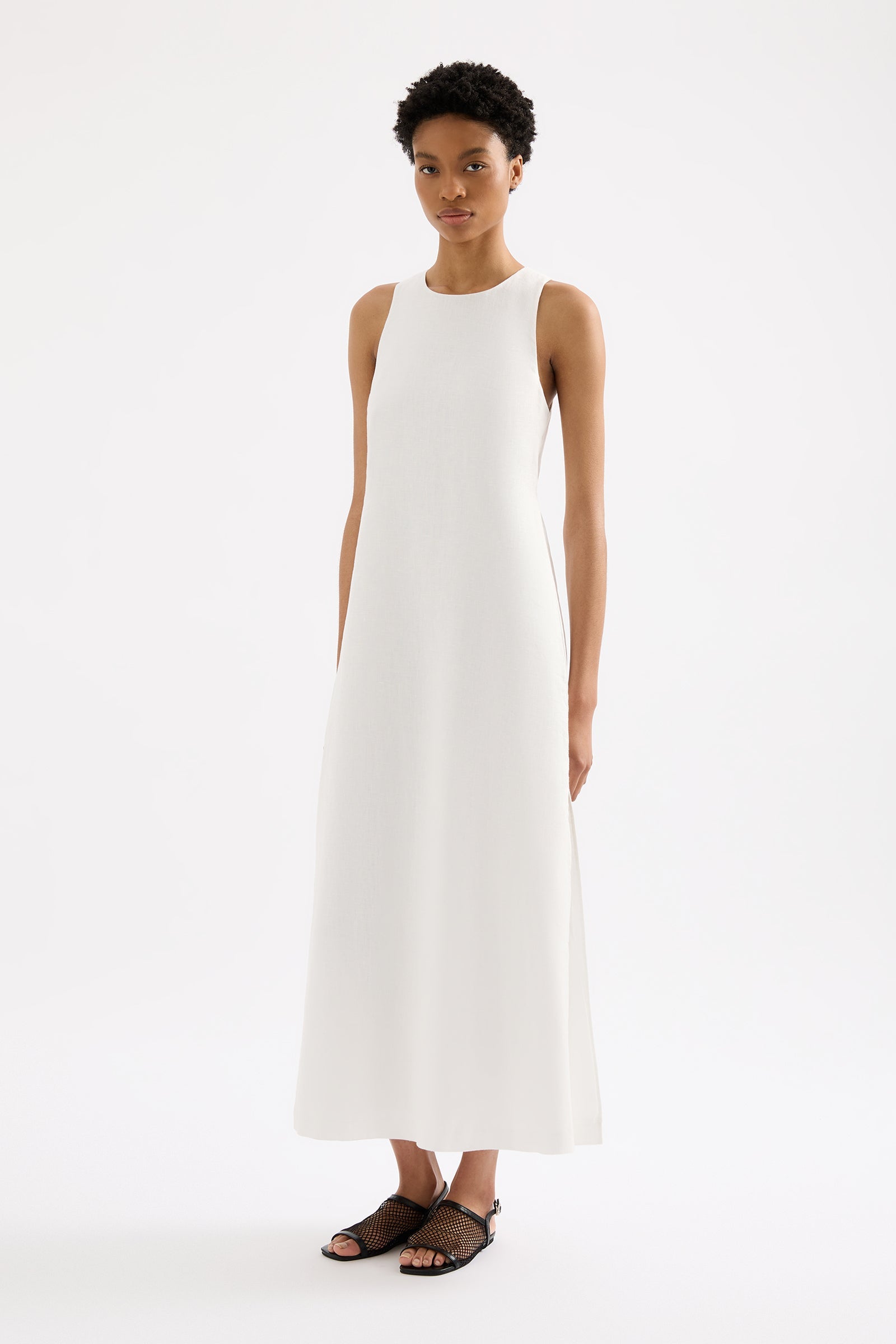 Thilda Linen Maxi Dress White 