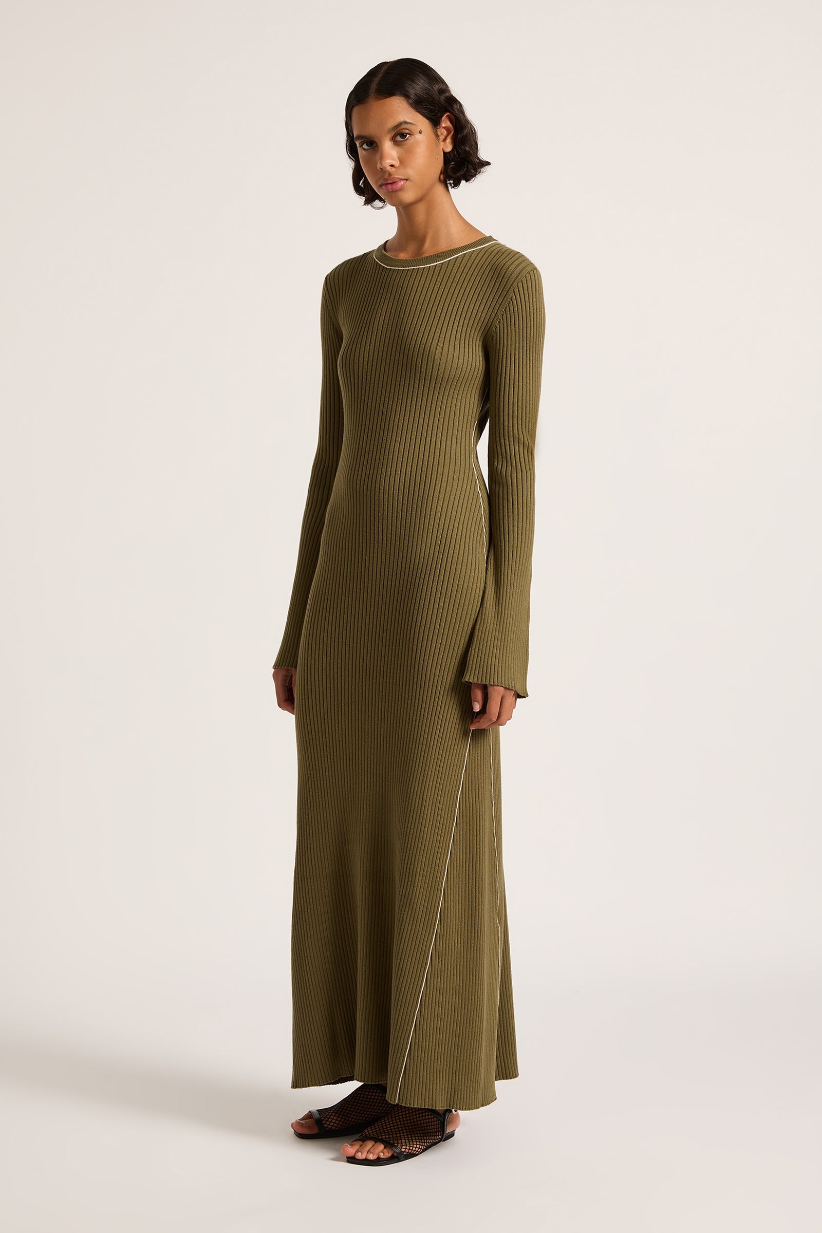 Gaia Knit Maxi Dress Olive 