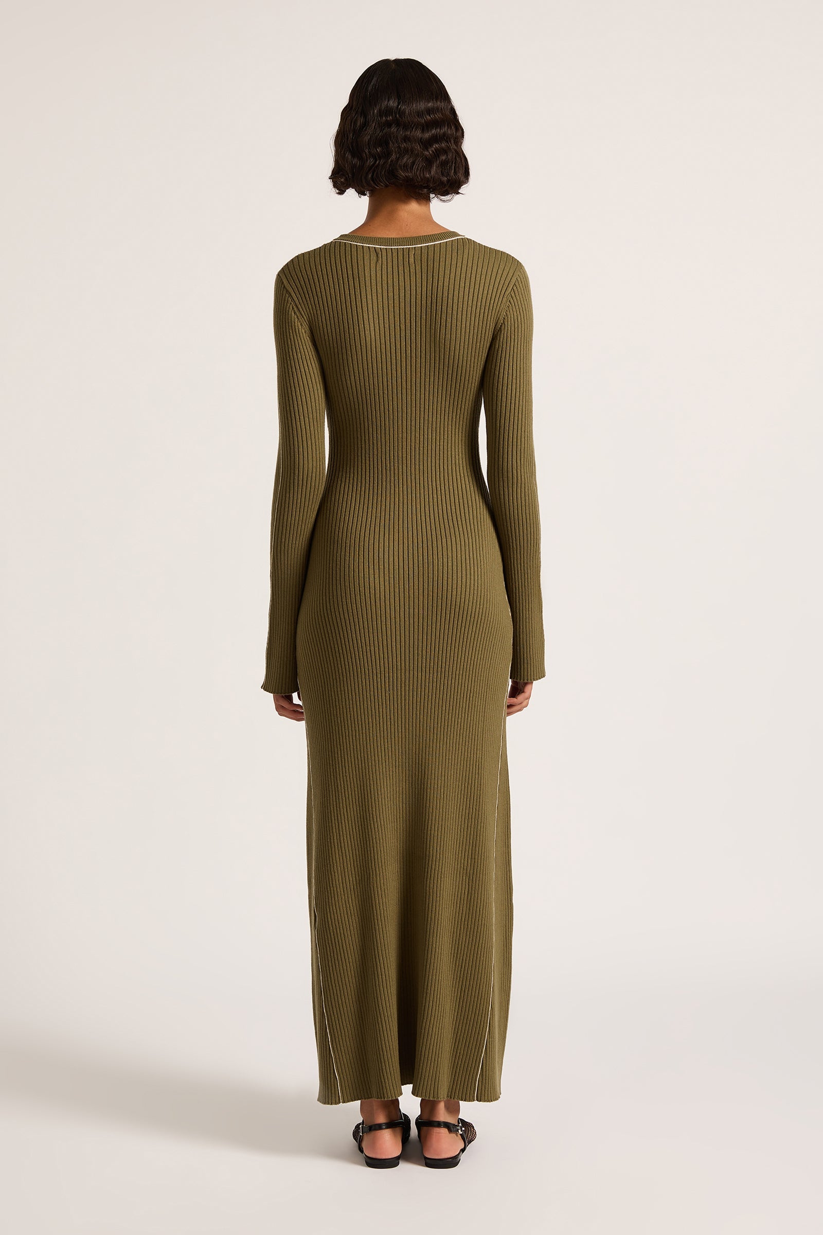 Gaia Knit Maxi Dress Olive 