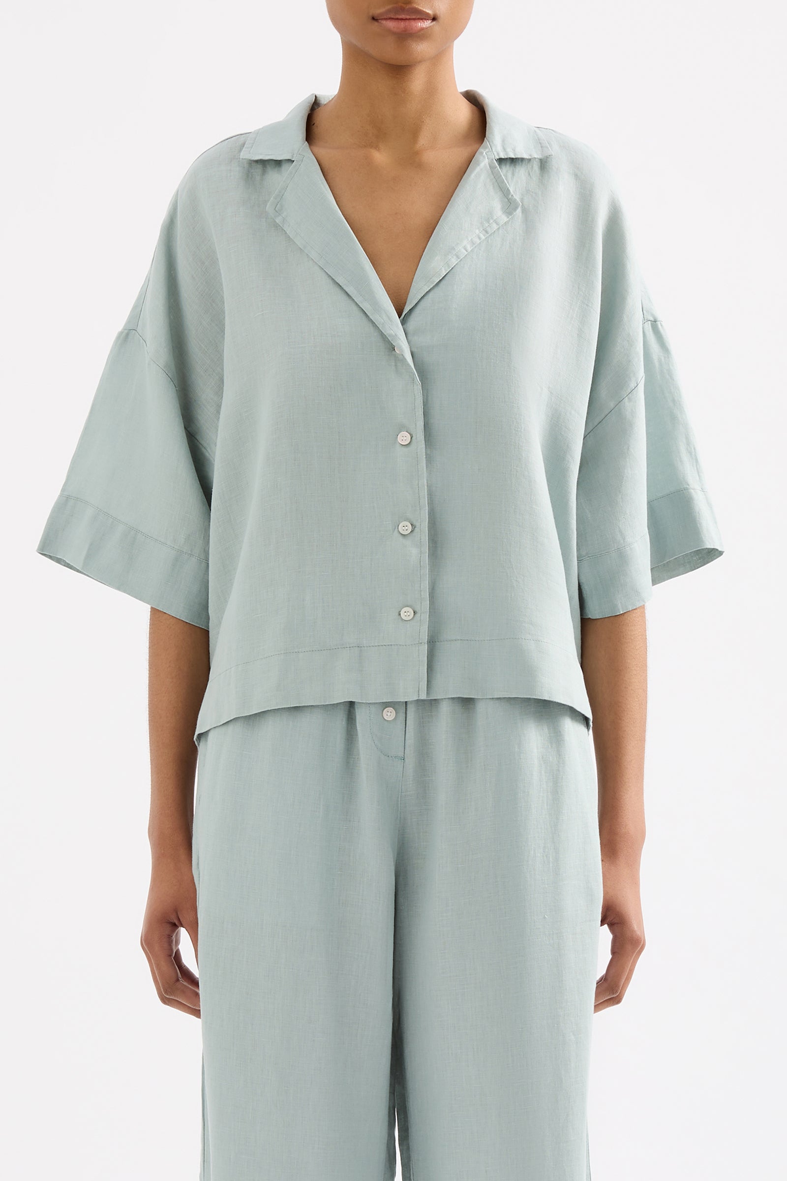 Lounge Linen Shirt Seafoam 