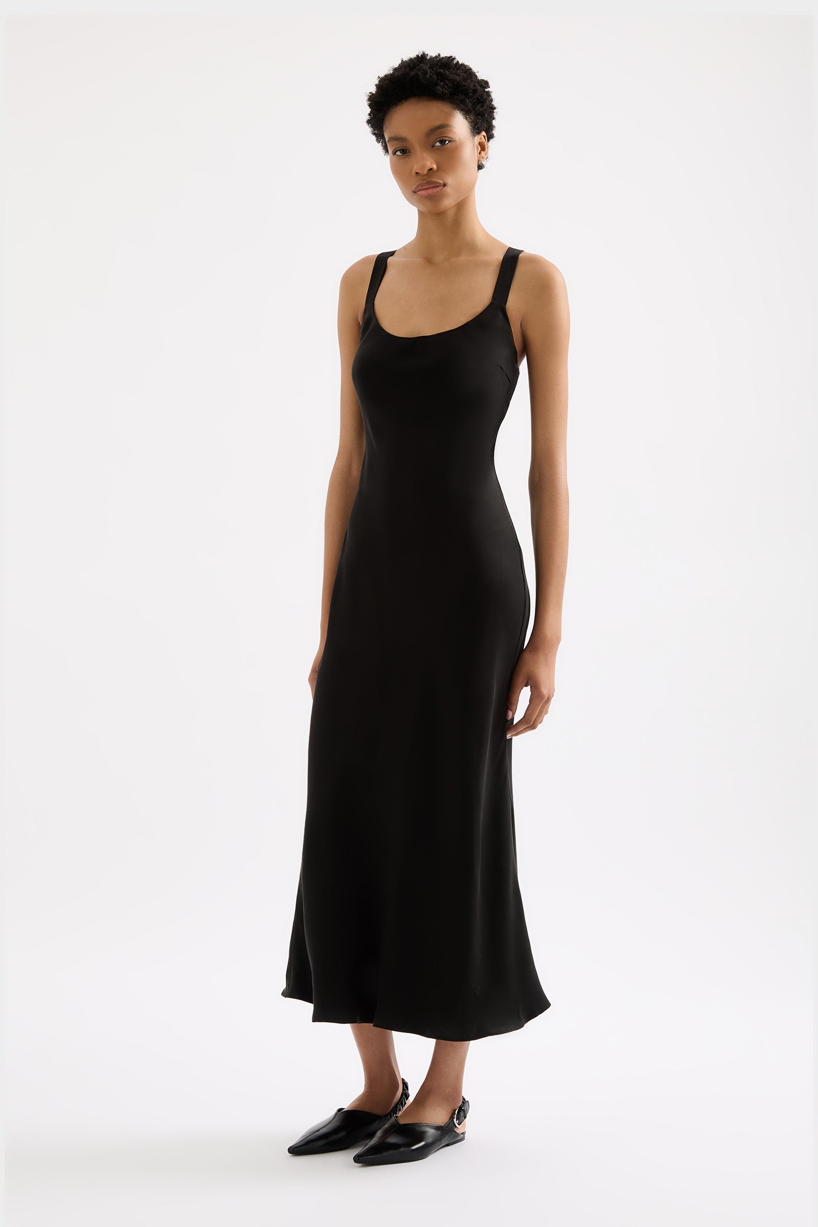 Ren Cupro Slip Dress Black 