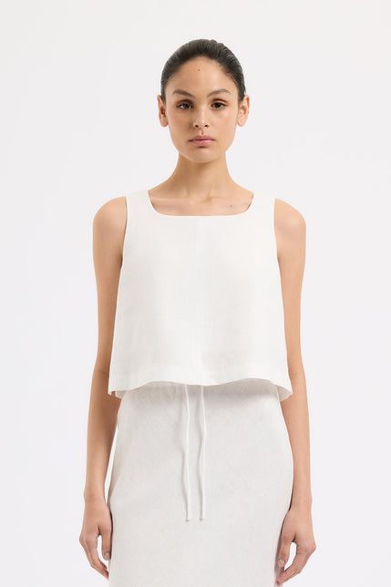 Thilda Linen Top White 