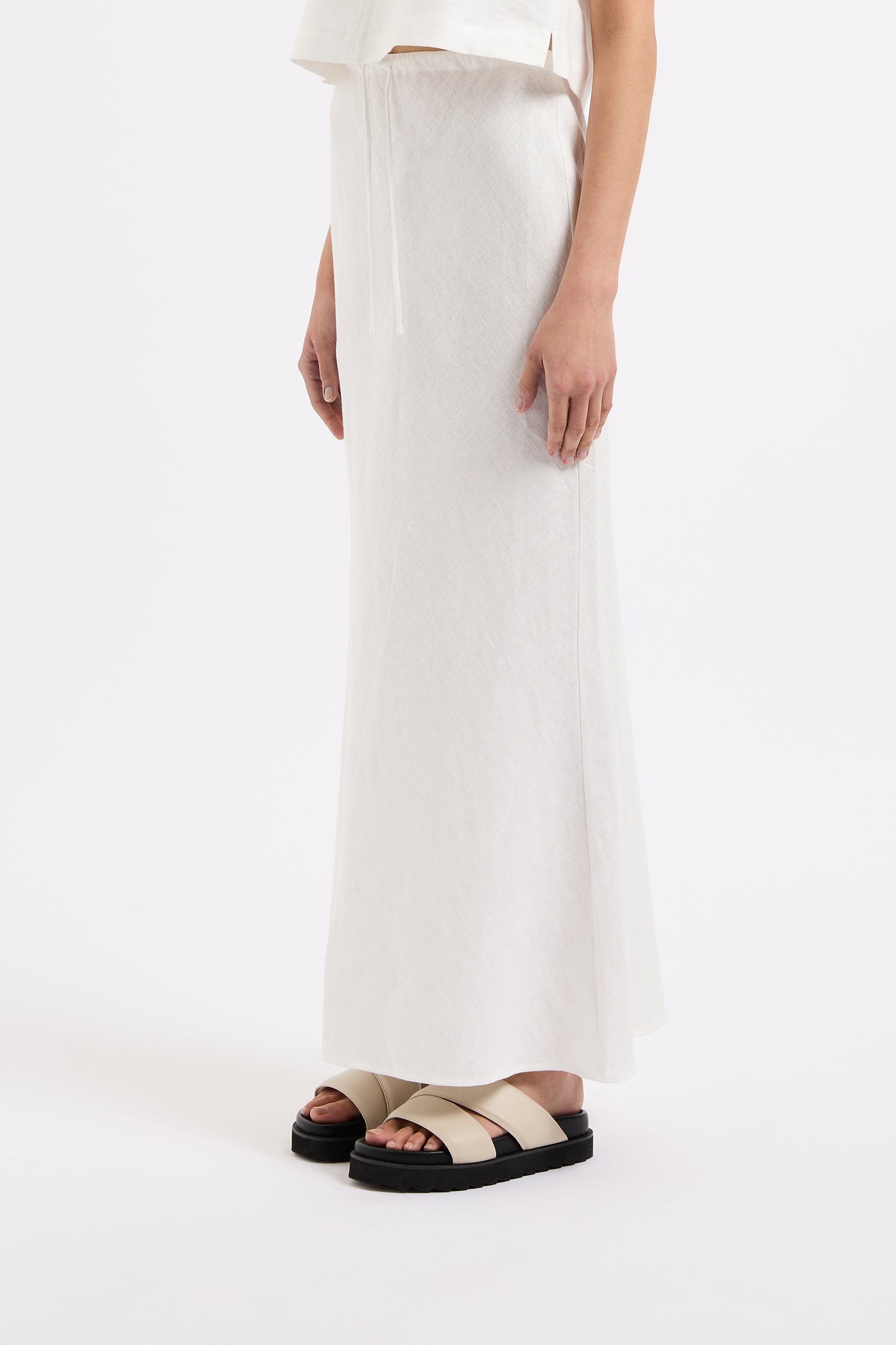 Amani Linen Skirt White 