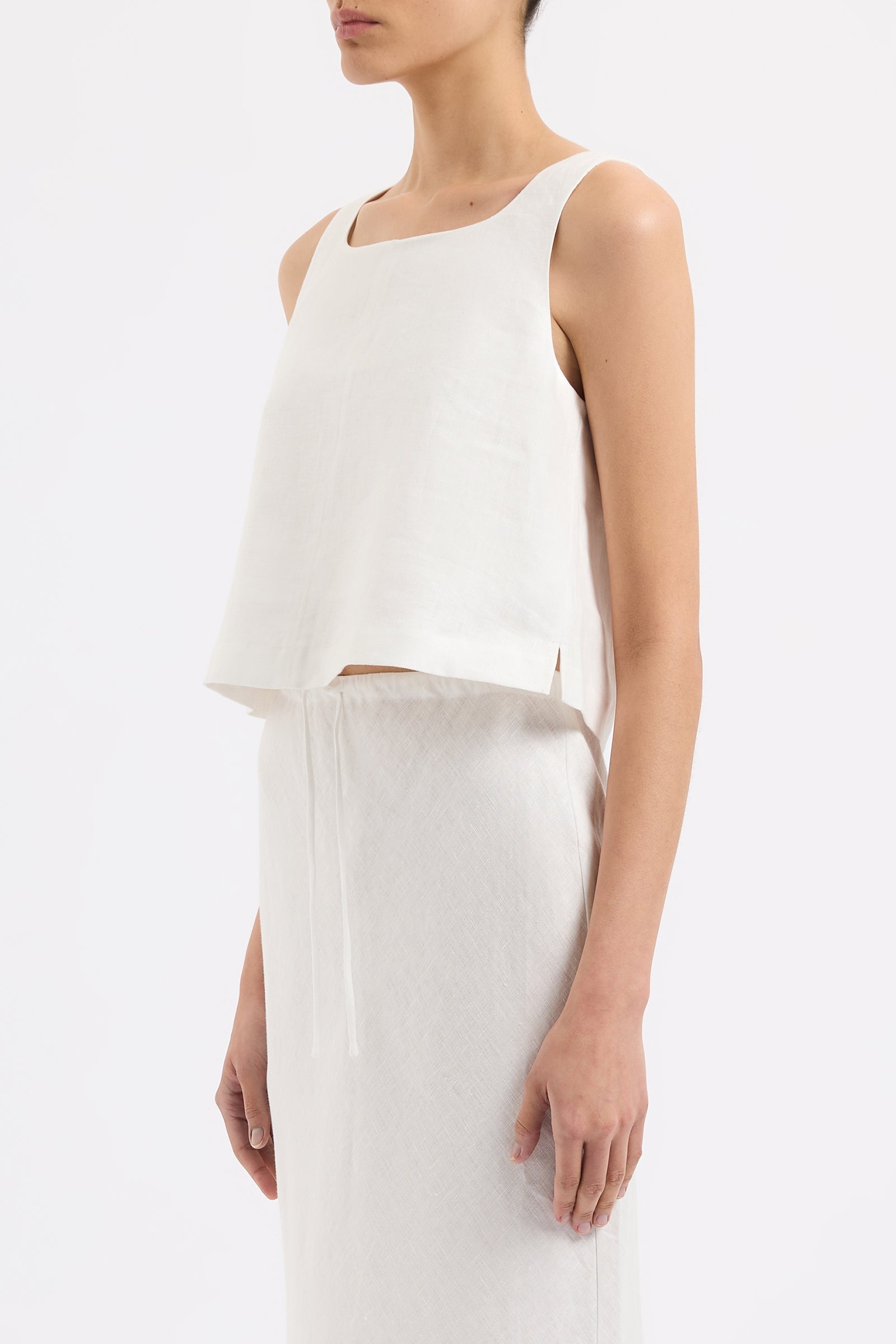 Thilda Linen Top White 